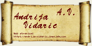Andrija Vidarić vizit kartica
